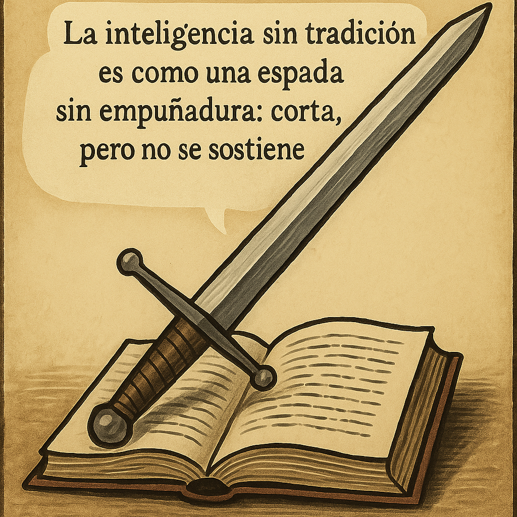 Cover Image La inteligencia sin tradición es como una espada sin empuñadura: corta, pero no se sostiene.